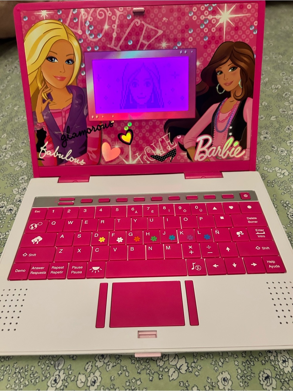 Barbie Pink Play Laptop with Illustrated Screen